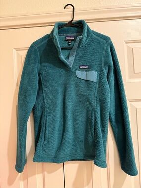 Patagonia Teal Snap-Placket Fleece Pullover